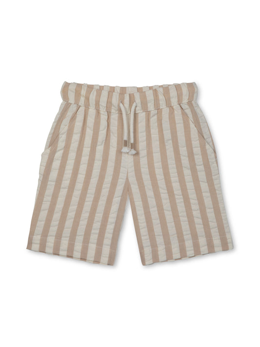 Elastic Waist Shorts | Tan Stripe | Rise Little Earthlings