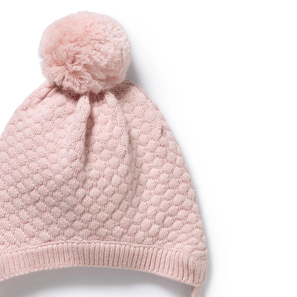 Organic Knitted Bubble Bonnet | Marshmellow | Wilson & Frenchy