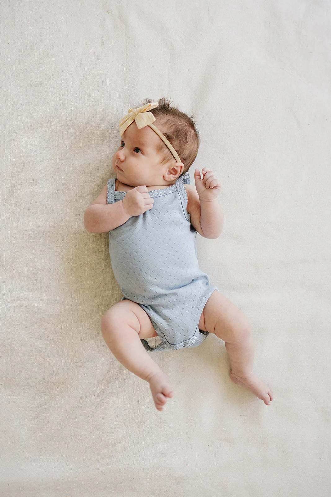 Dusty Blue Pointelle Tank Bodysuit | Mebie Baby