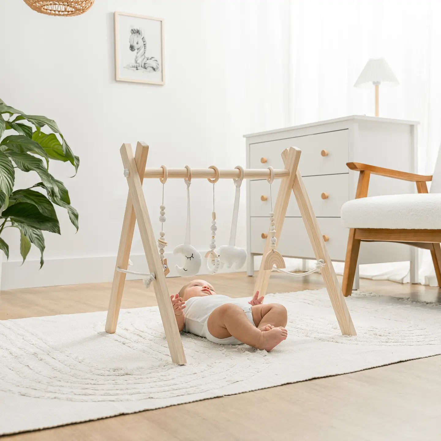 Foldable Baby Play Gym with 5 Hanging Toys | Comfy Cubs