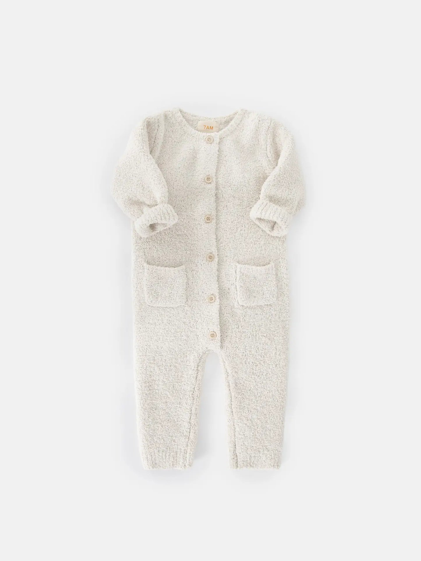 Long Sleeve Romper - Fuzzy | Ecru