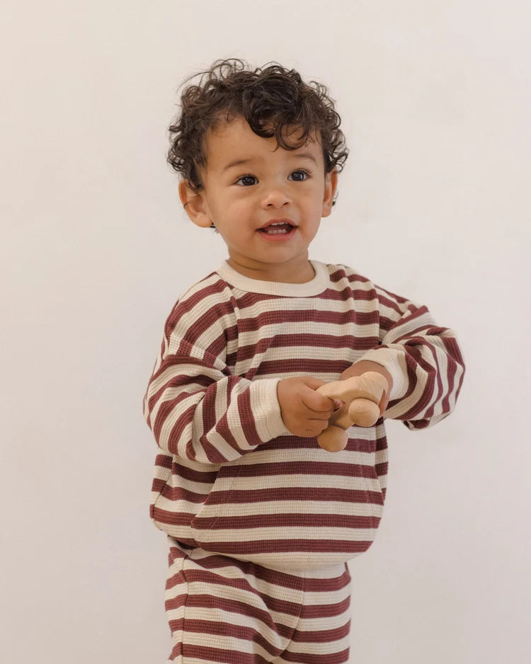 Waffle Slouch Set | Black Cherry Stripe | Quincy Mae