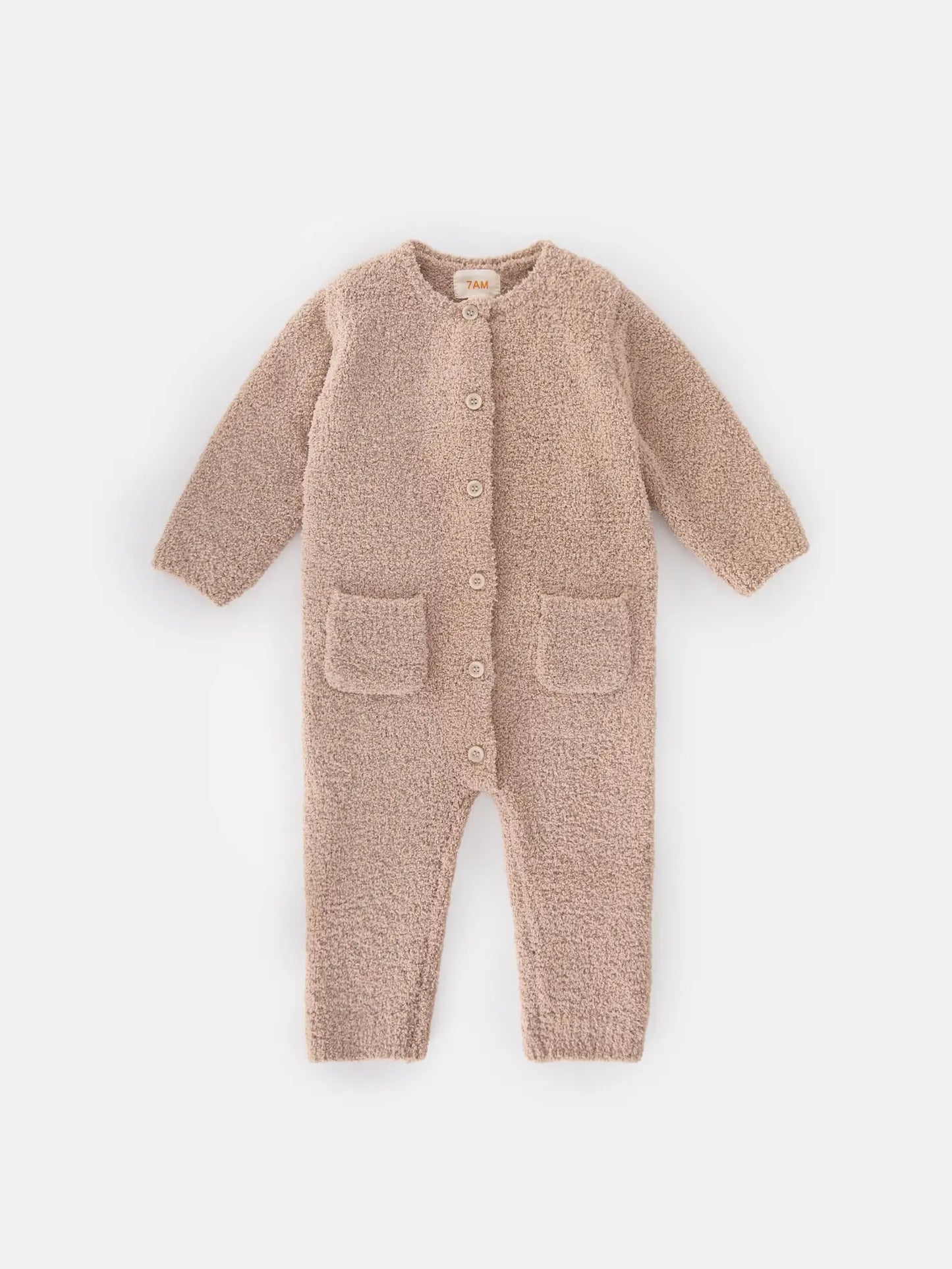 Long Sleeve Romper - Fuzzy | Pecan