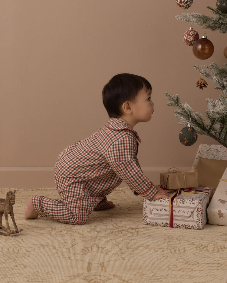 Baby Pajama Romper| Holiday Gingham | Rylee & Cru
