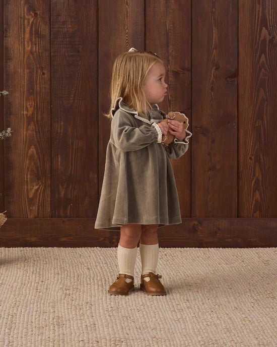 Velour Baby Dress | Spruce | Quincy Mae