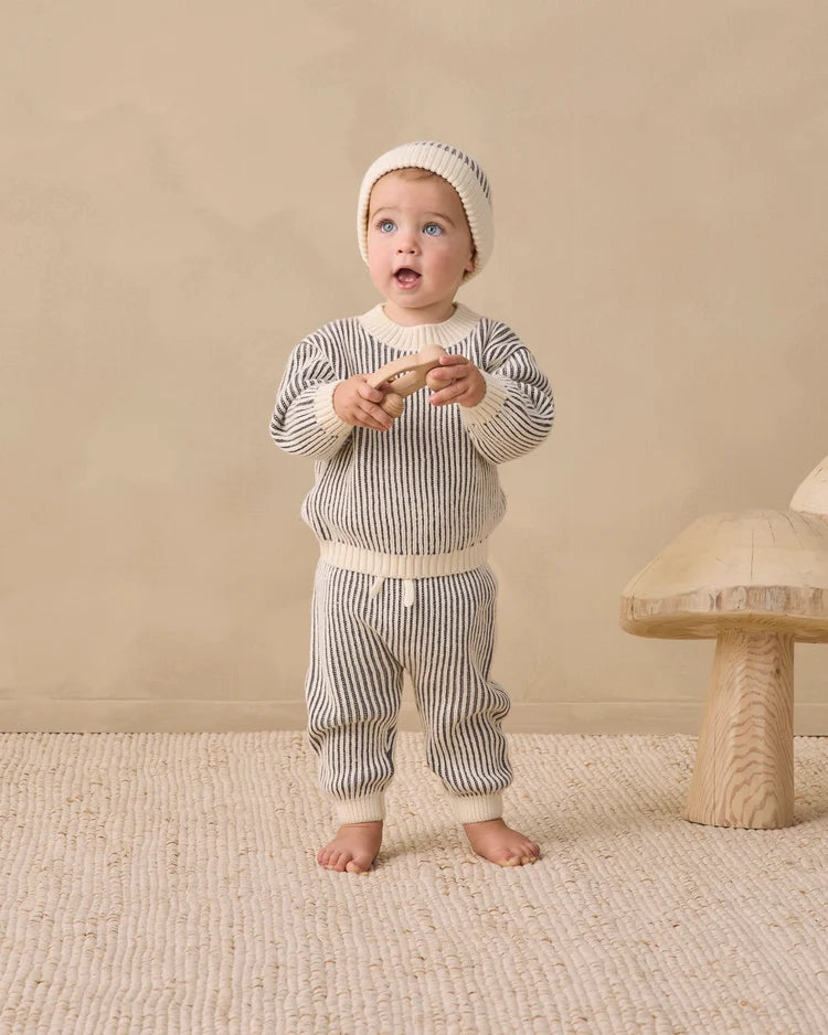 Relaxed Knit Sweater | Midnight Stripe | Quincy Mae