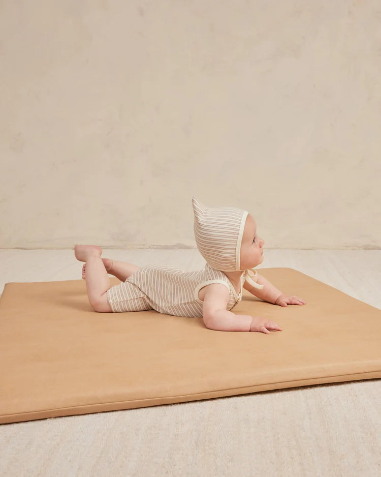 Ribbed Henley Romper | Quincy Mae | Oat Stripe