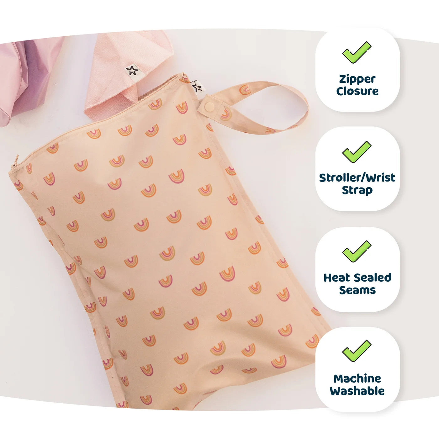 Mess-proof Wet Bags, 2 Pack - Black, Sage Checkers