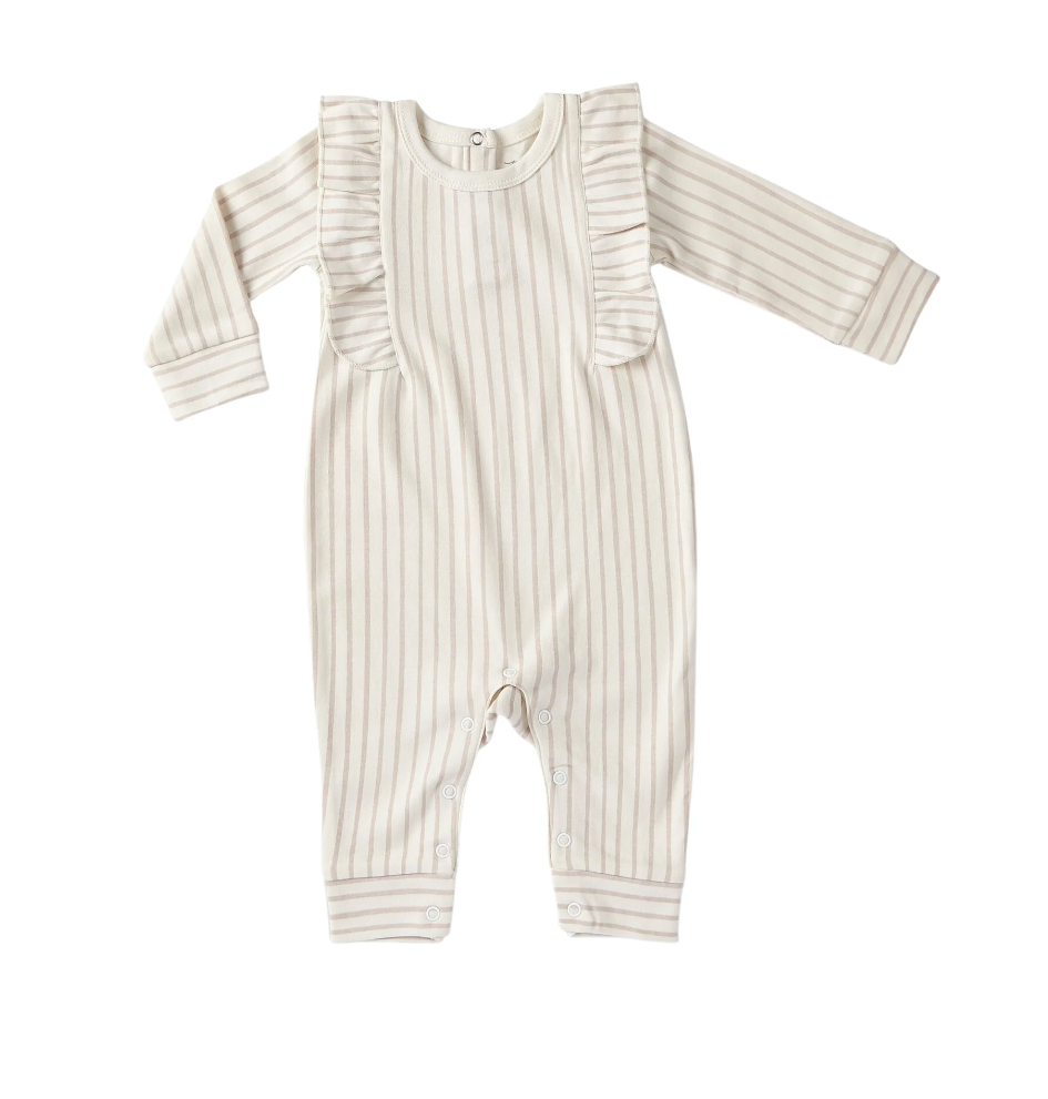 Ruffle Romper | Pehr| Pebble Grey