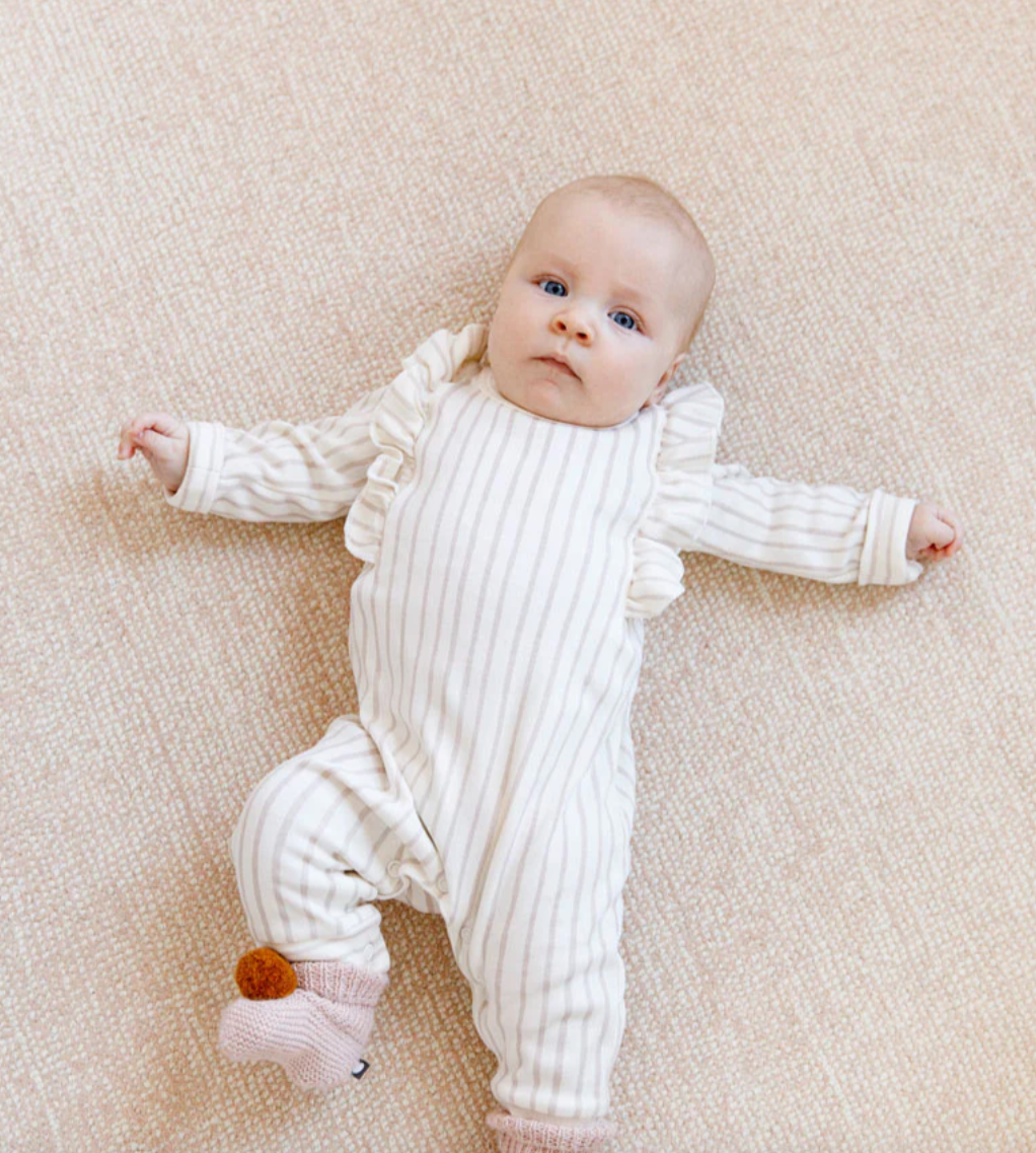 Ruffle Romper | Pehr| Pebble Grey
