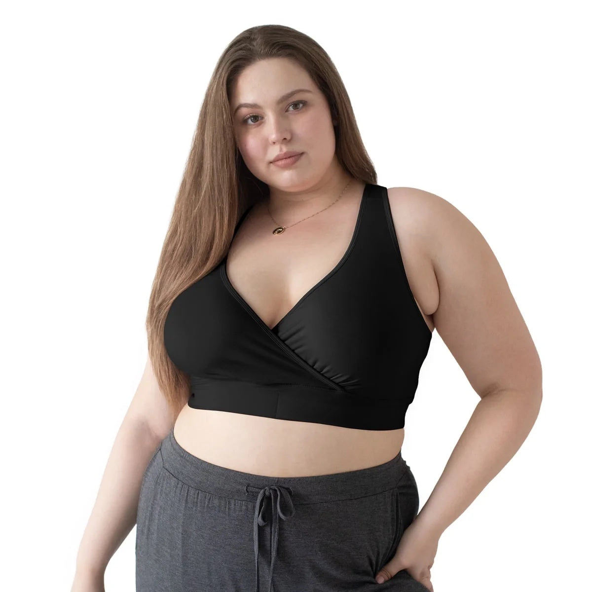 French Terry Racerback Nursing & Sleep Bra | Black