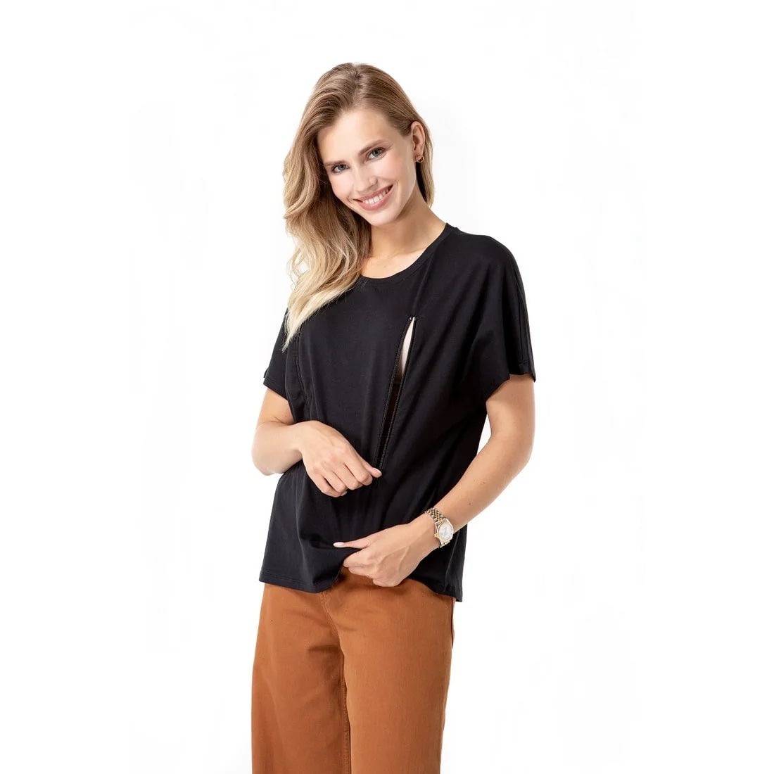 Zip Up Top for Pregnancy, Nursing & Beyond | Black