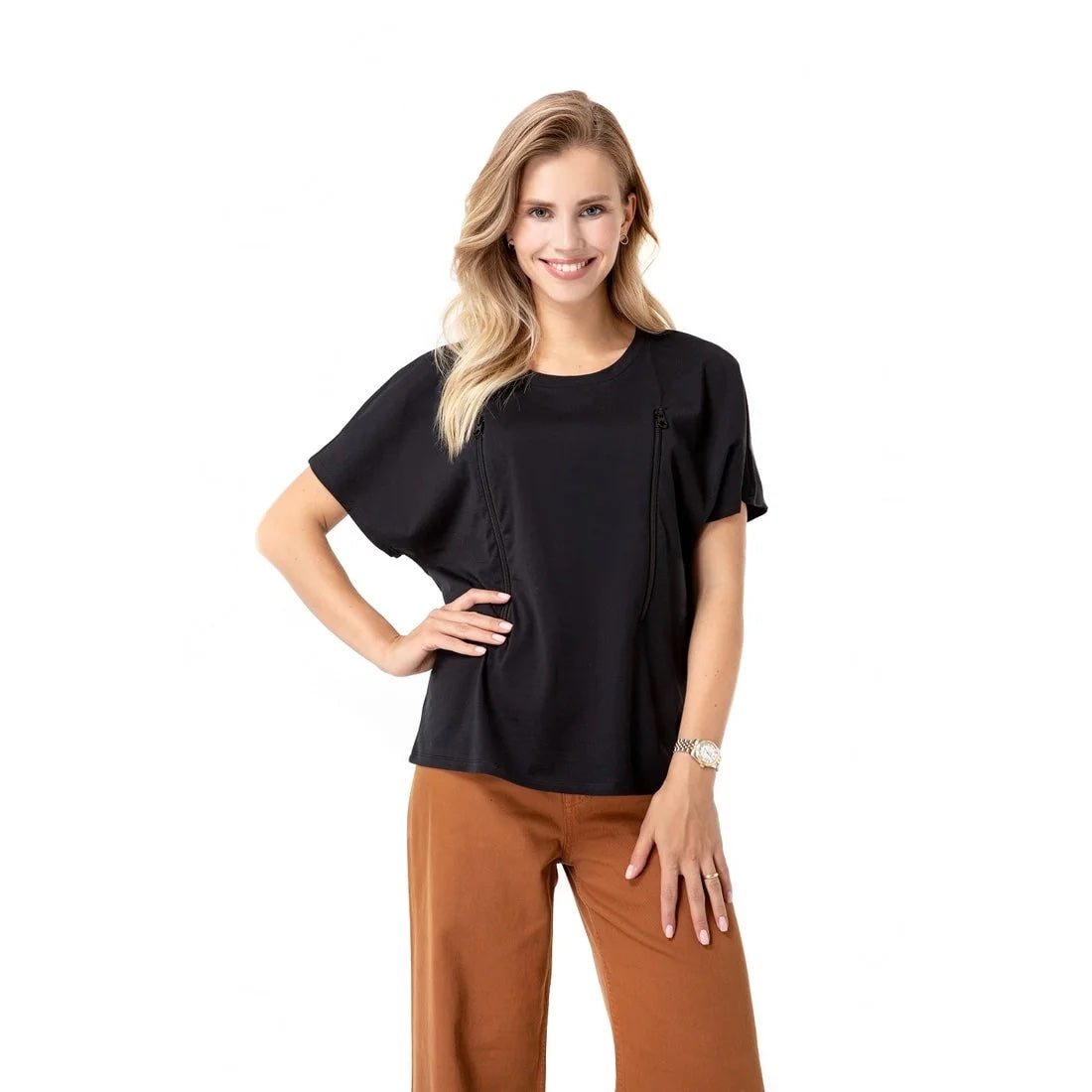 Zip Up Top for Pregnancy, Nursing & Beyond | Black