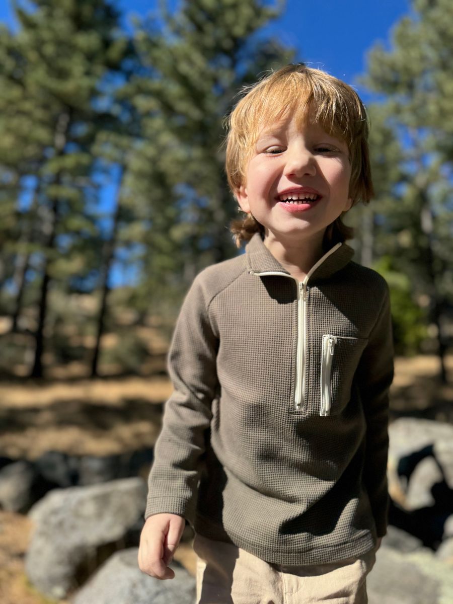 Picket Zip Up Top | Olive Waffle | Me & Henry