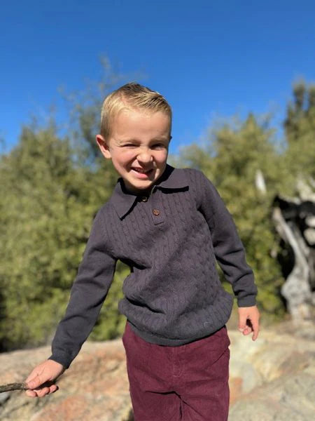 Christian Black Cable Polo | Me & Henry