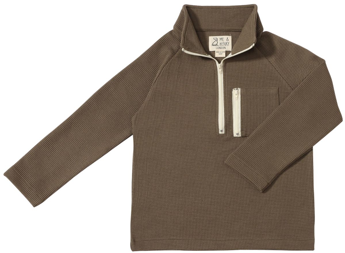 Picket Zip Up Top | Olive Waffle | Me & Henry