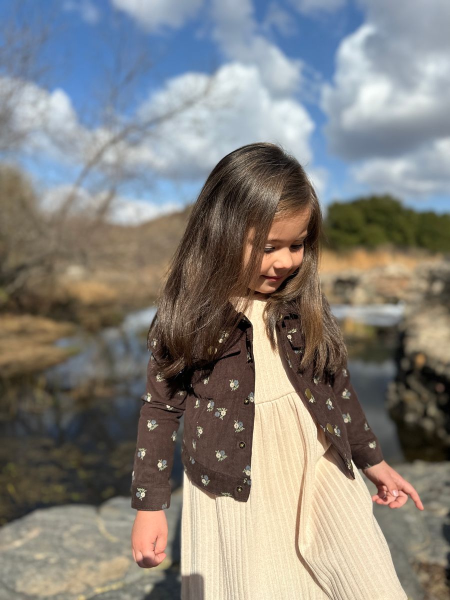 Wyatt Jacket | Chocolate Floral Corduroy | Vignette