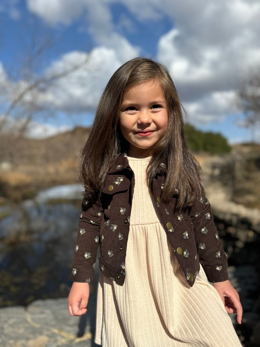 Wyatt Jacket | Chocolate Floral Corduroy | Vignette