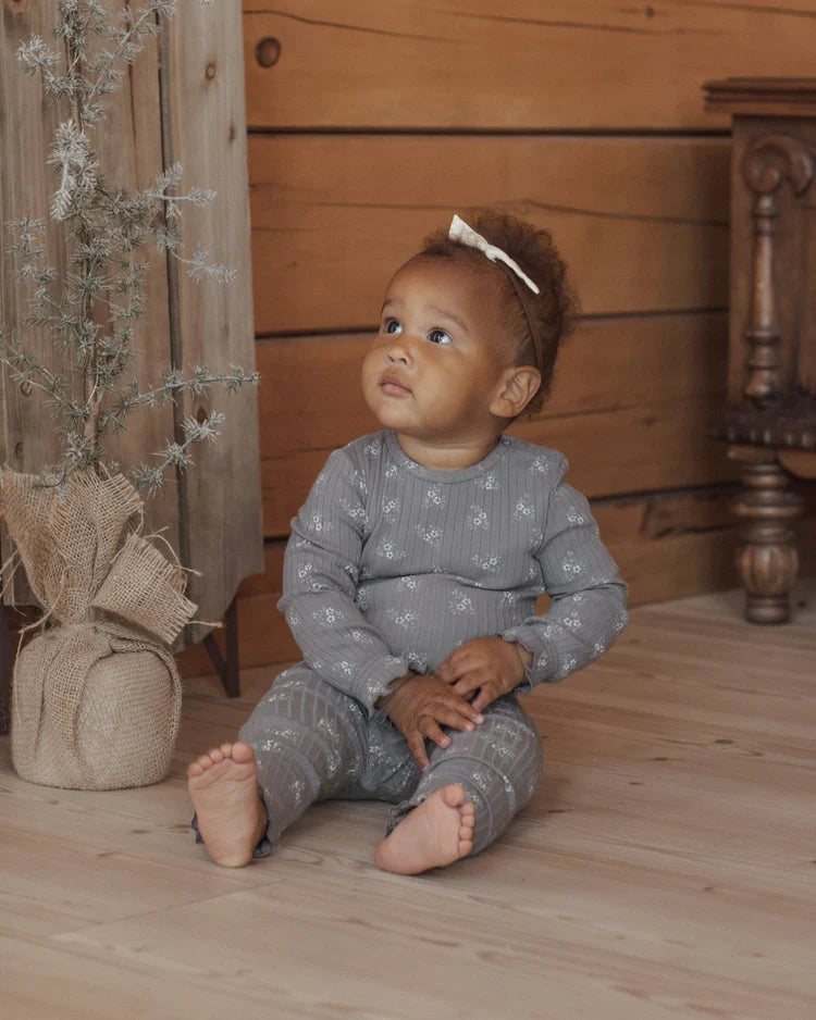 Ribbed Long Sleeve + Legging Set | Slate Bloom | Rylee & Cru
