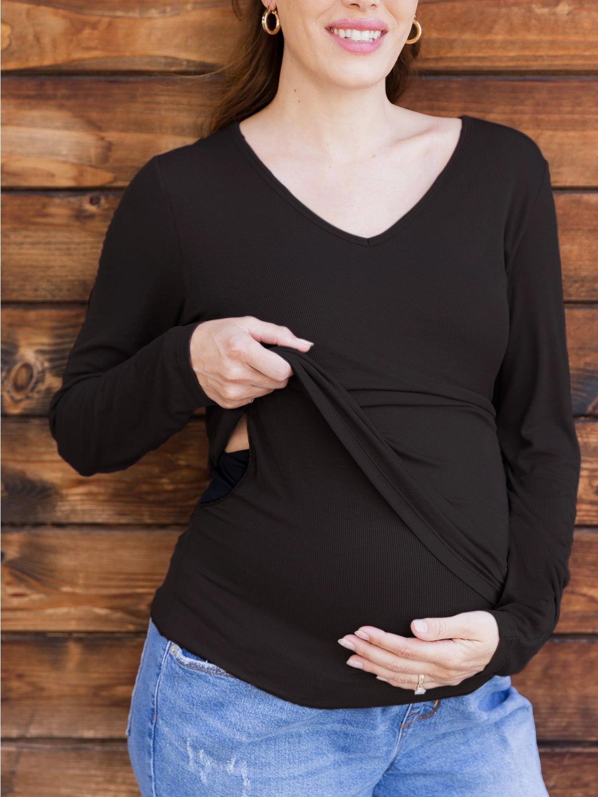 Ribbed Maternity & Nursing Long Sleeve T-Shirt | Kindred Bravely