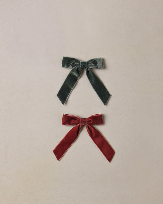 Velvet Bows Set | Green & Ruby | Noralee