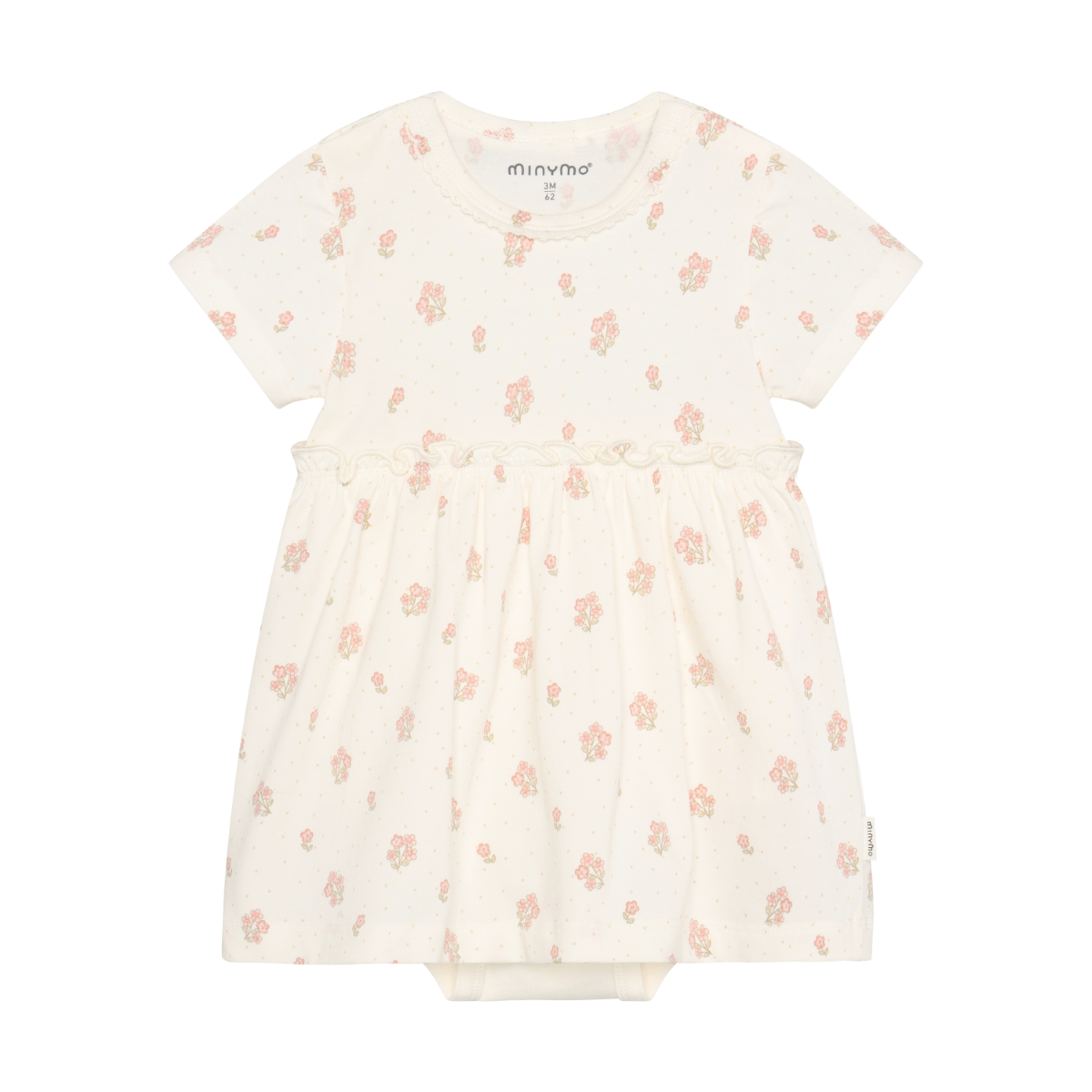 Dress with Bodysuit | Pink Floral on Off-White  | Minymo