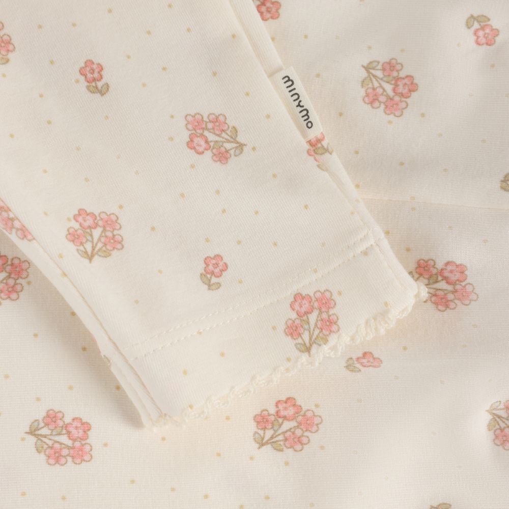 Pants | Pink Floral on Off-White | Minymo