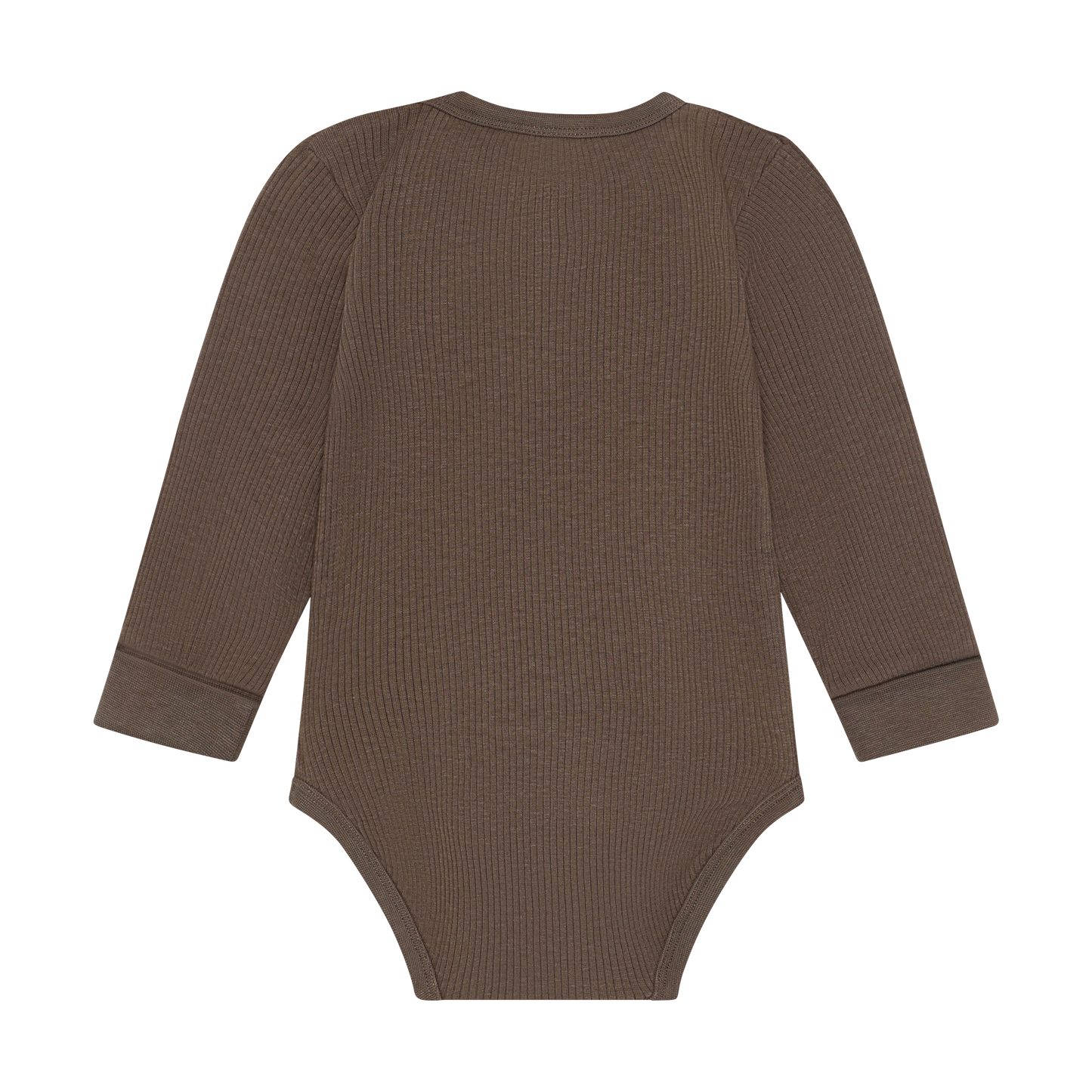 Long Sleeve Ribbed Body Suit | Chocolate Chip | Minymo