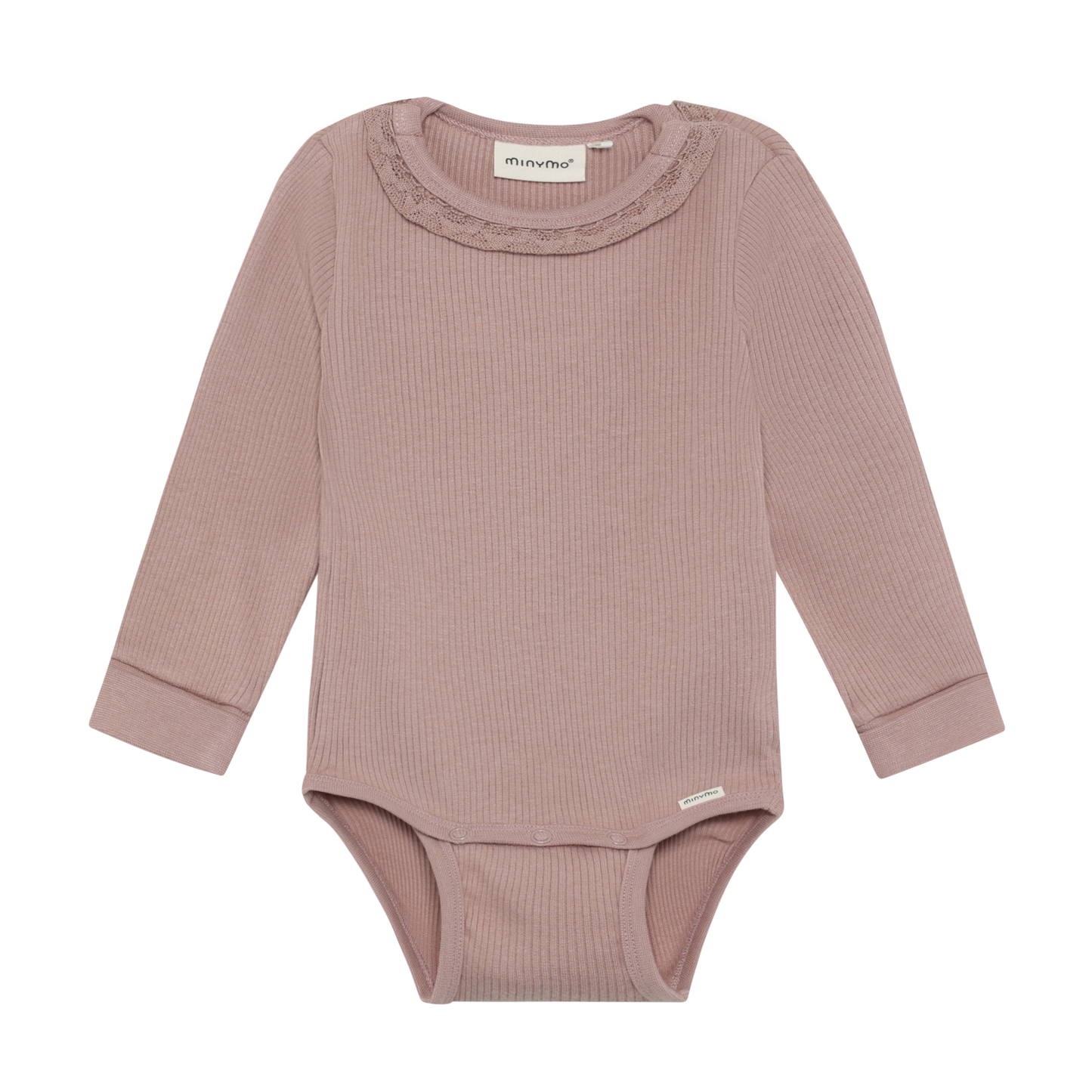 Long Sleeve Ribbed Body Suit | Fawn | Minymo