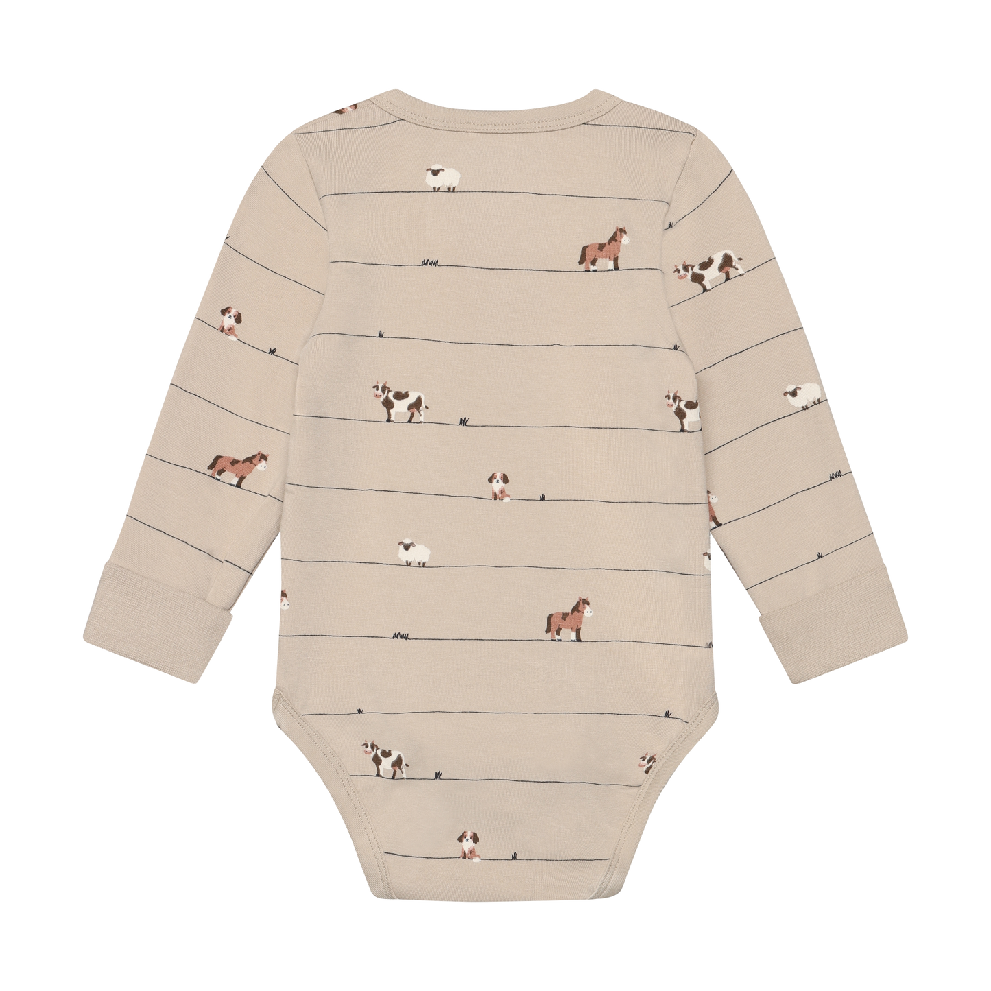 Long Sleeve Body Suit | Farm Animals | Minymo