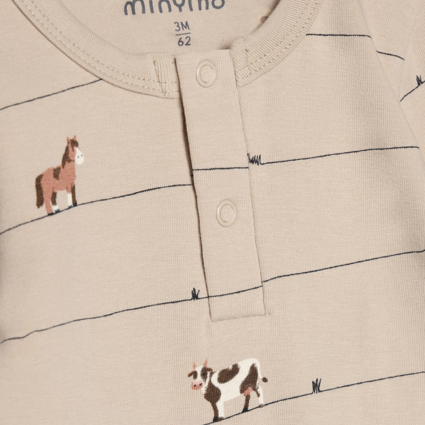 Long Sleeve Body Suit | Farm Animals | Minymo