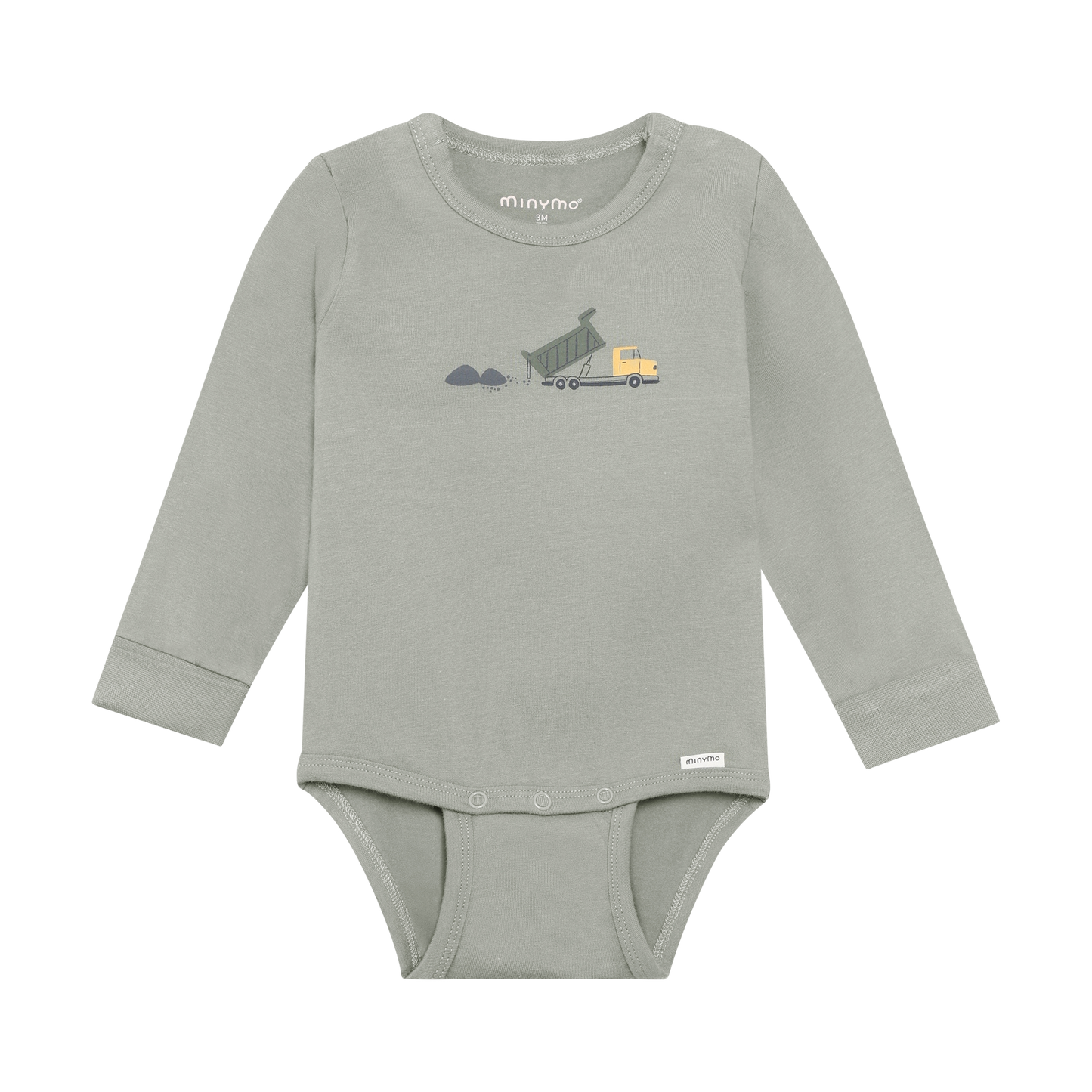 Long Sleeve Body Suit | Green Dump Truck | Minymo