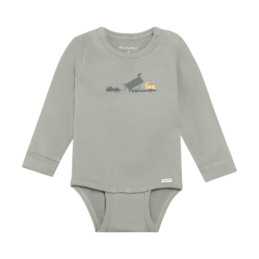 Long Sleeve Body Suit | Green Dump Truck | Minymo