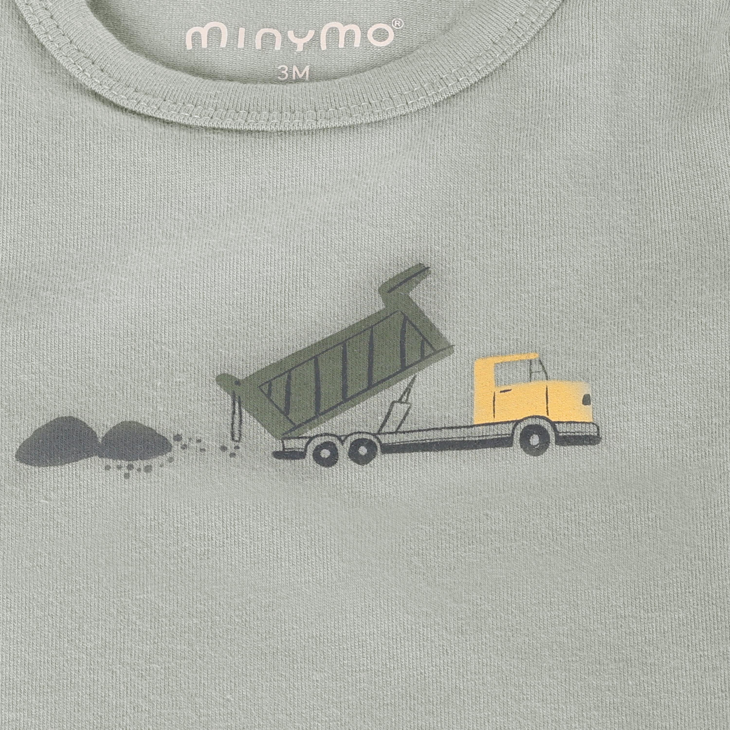 Long Sleeve Body Suit | Green Dump Truck | Minymo