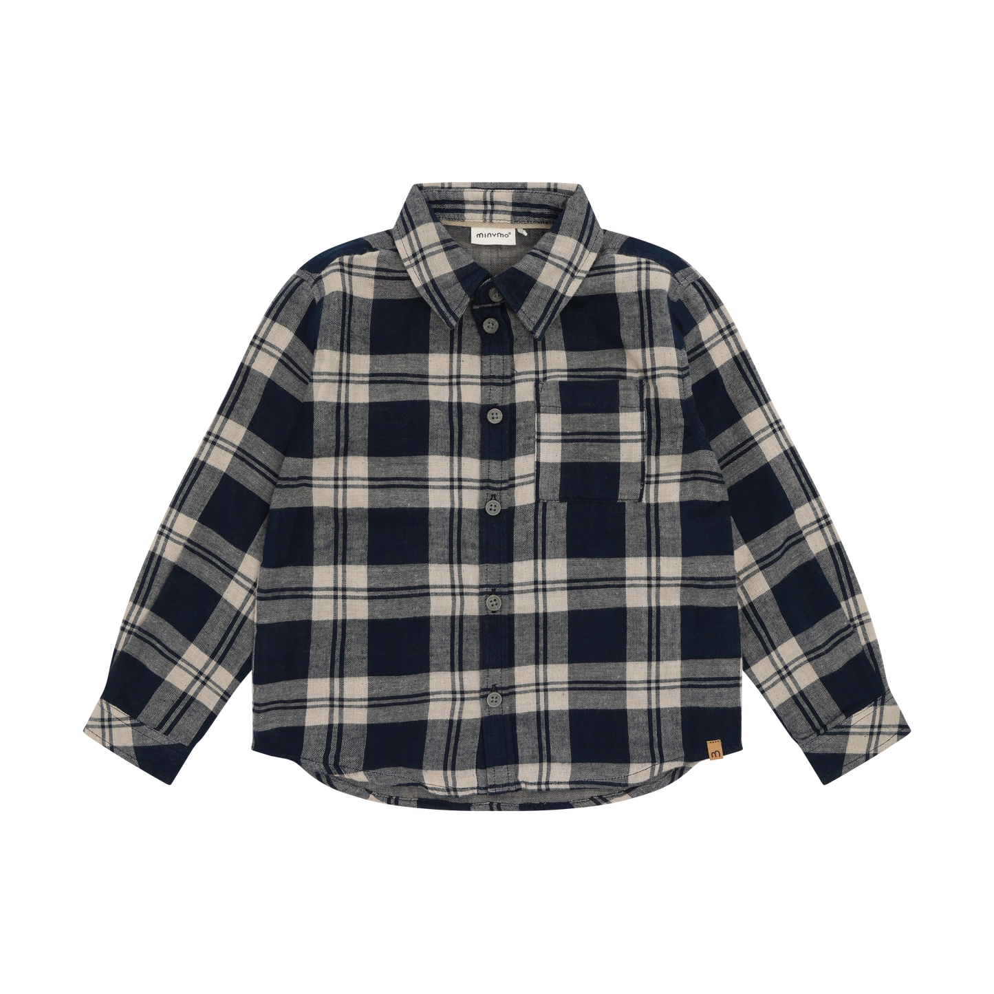 Long Sleeve Plaid Button Down | Blue | Minymo