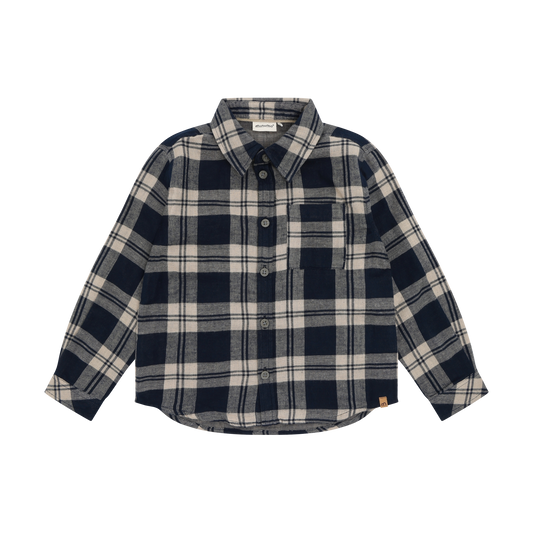 Long Sleeve Plaid Button Down | Blue | Minymo