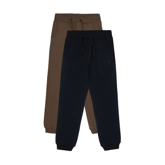 2 Pack Sweat Pants | Brown + Navy Blue | Minymo