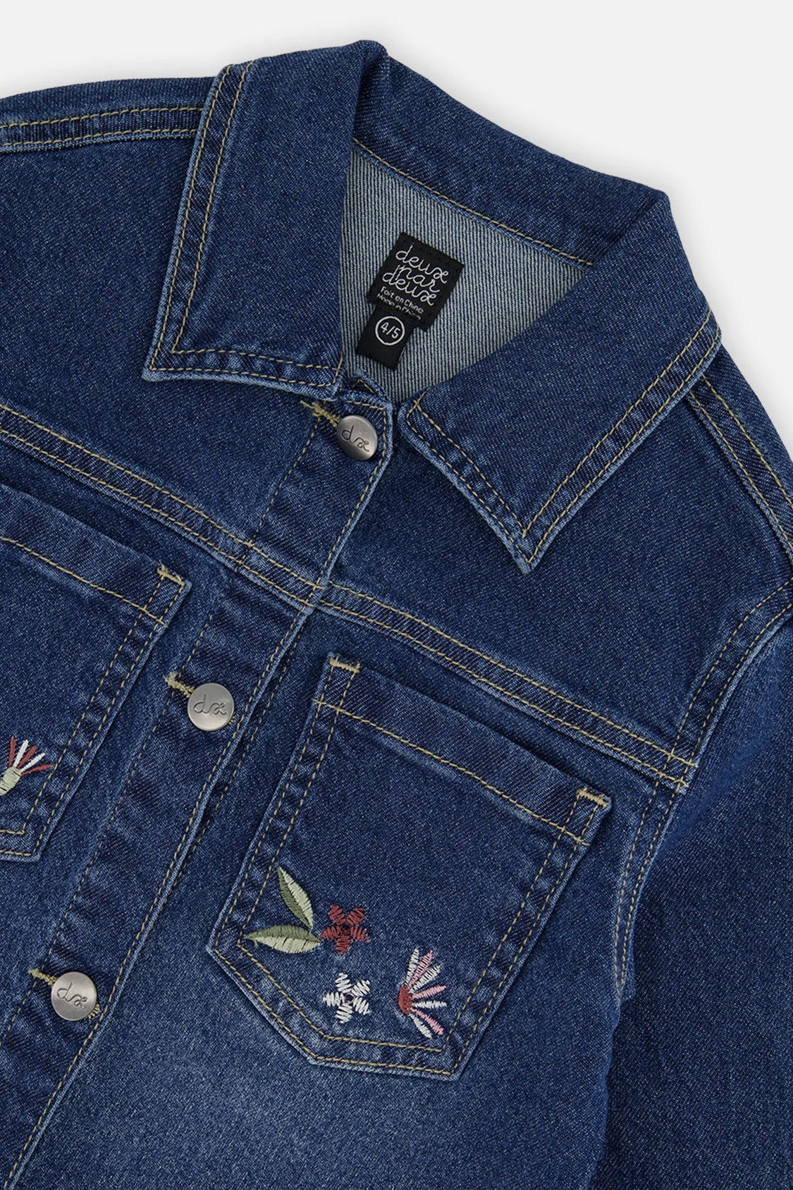 Embroidered Denim Jacket | Light Blue Denim | Deux Par Deux