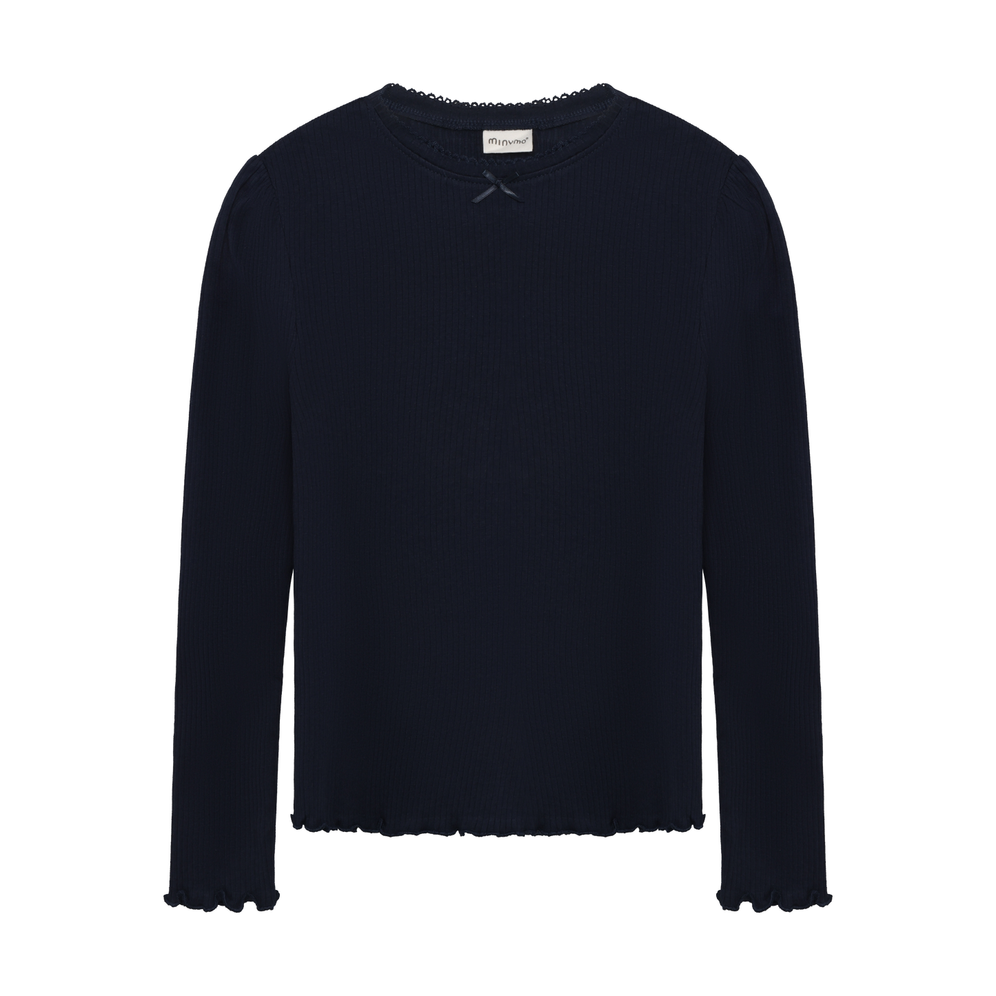 Long Sleeve Ribbed TShirt | Navy Blue | Minymo