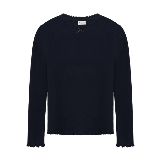 Long Sleeve Ribbed TShirt | Navy Blue | Minymo