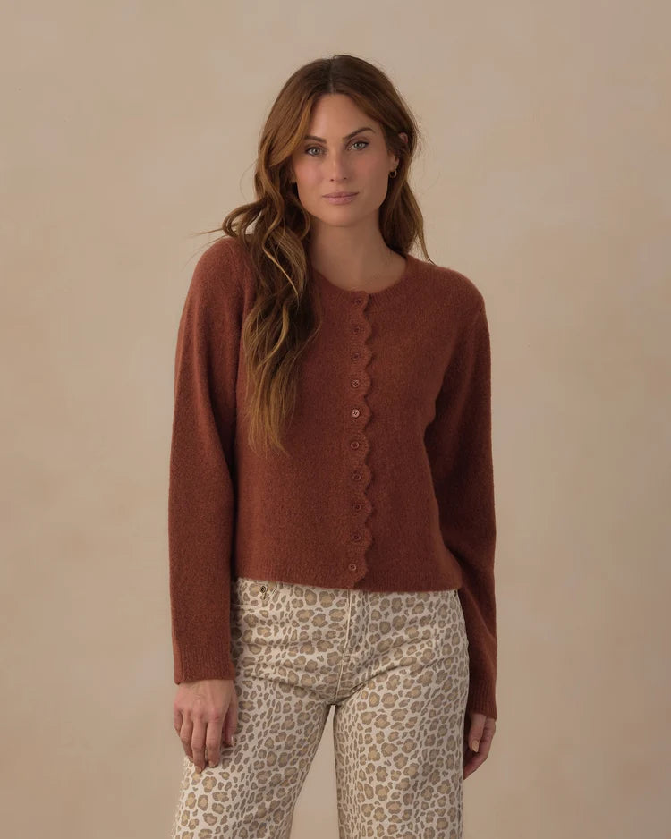 Women's Scallop Cardigan | Brick | Rylee & Cru