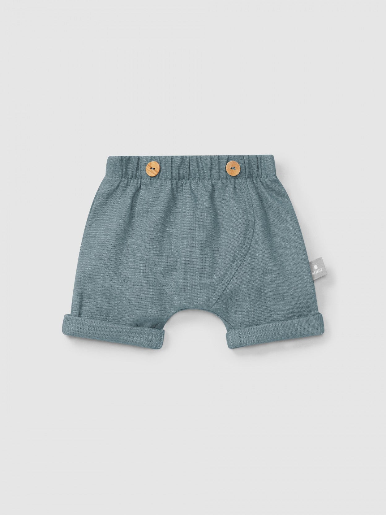 Plain pull-up shorts in linen with cotton | Mint Blue | Snug