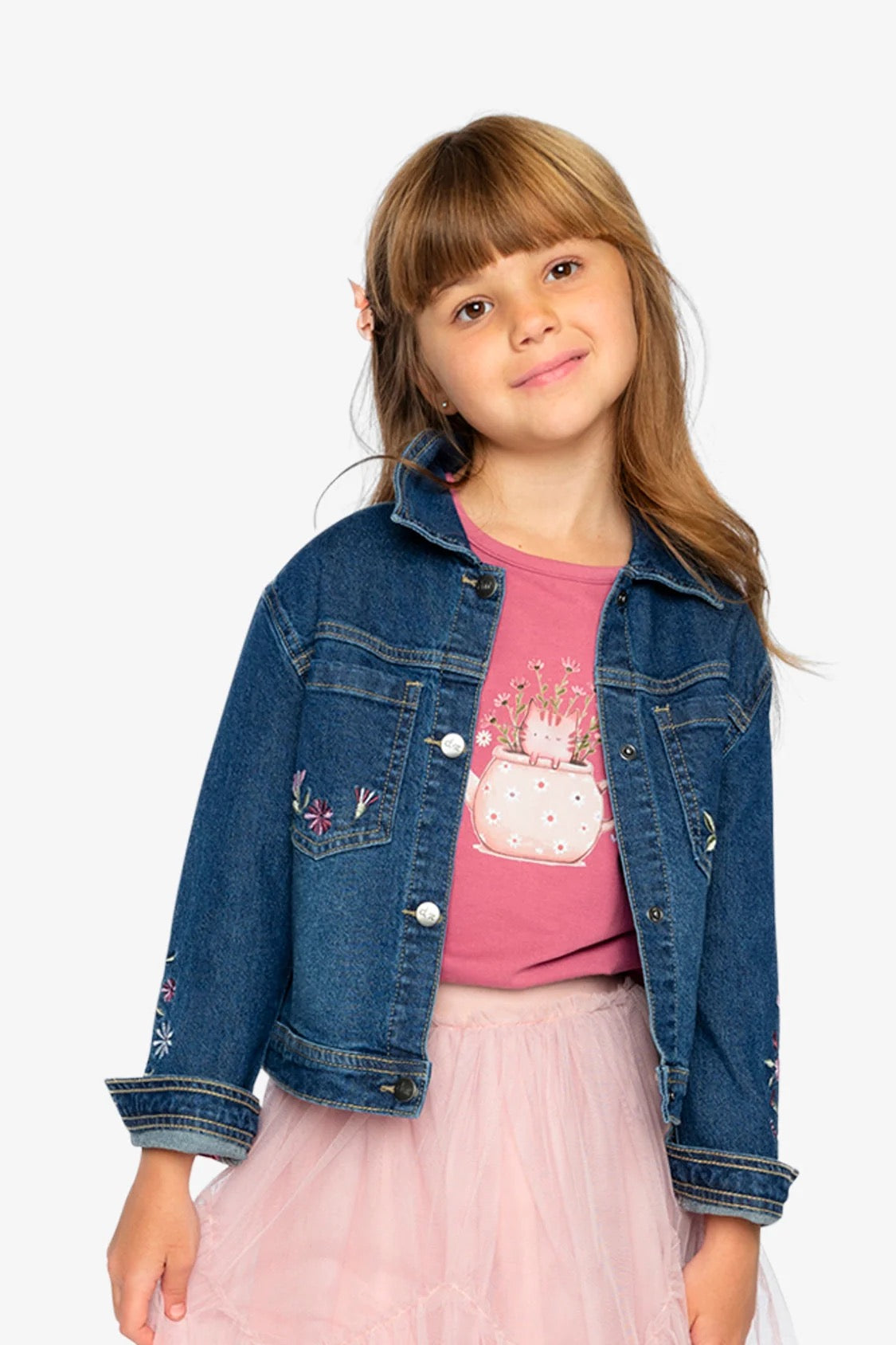 Embroidered Denim Jacket | Light Blue Denim | Deux Par Deux