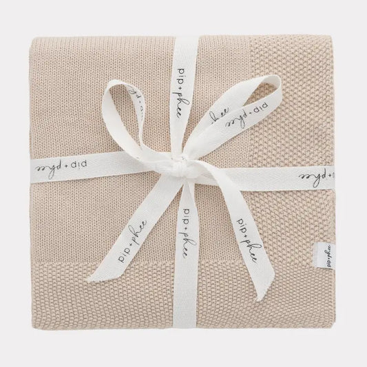 Knit Organic Cotton Blanket | Sand | Pip + Phee