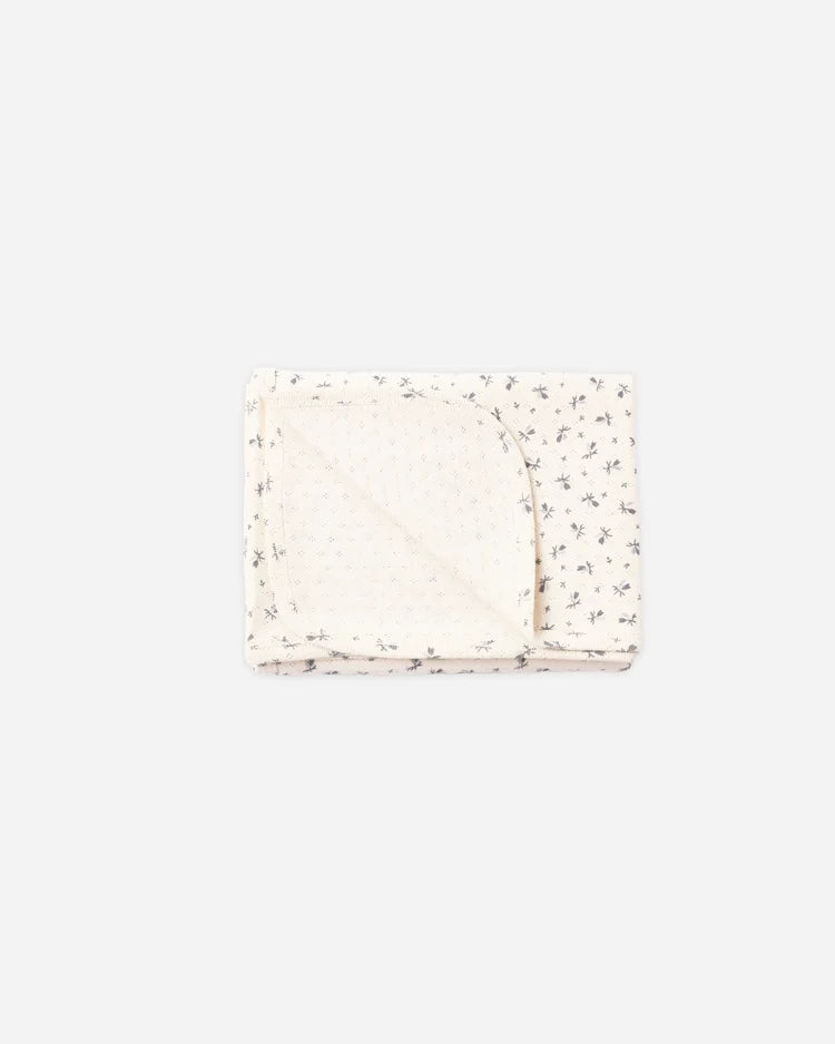 Pointelle Baby Swaddle | Blue Ditsy | Quincy Mae