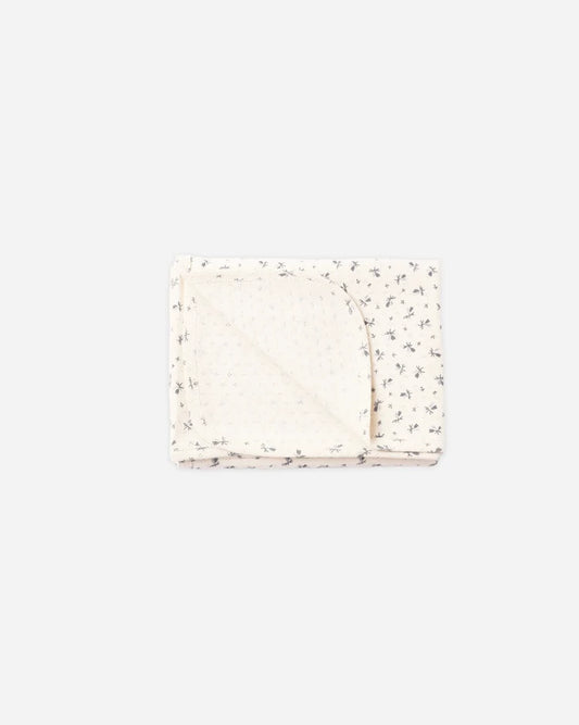 Pointelle Baby Swaddle | Blue Ditsy | Quincy Mae
