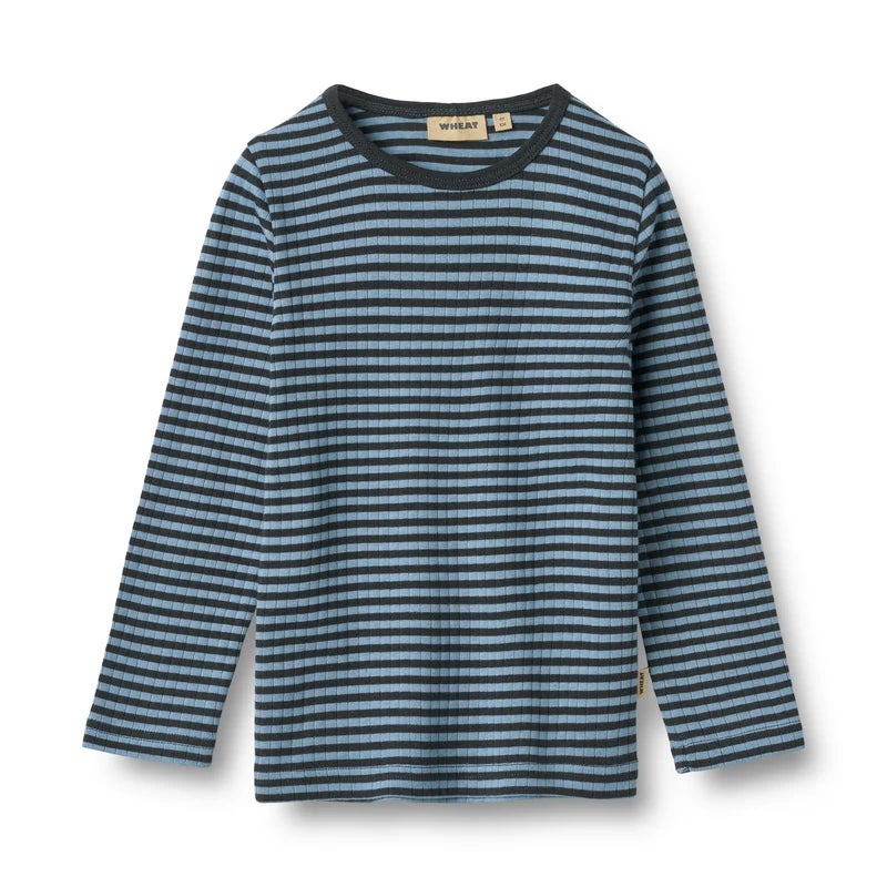 Long Sleeve T-shirt Stig | Bright Blue Stripe | Wheat Kids
