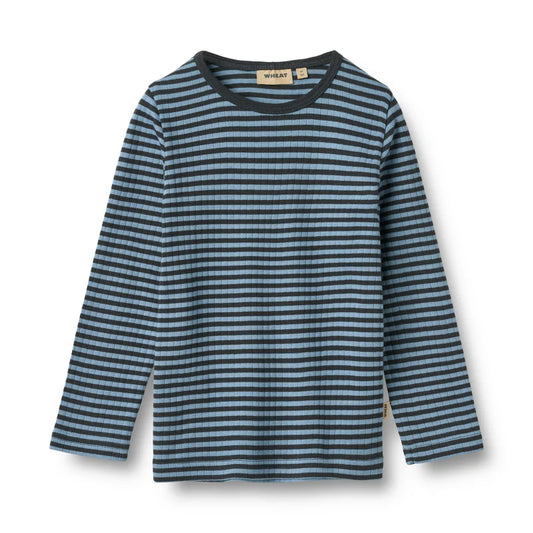 Long Sleeve T-shirt Stig | Bright Blue Stripe | Wheat Kids