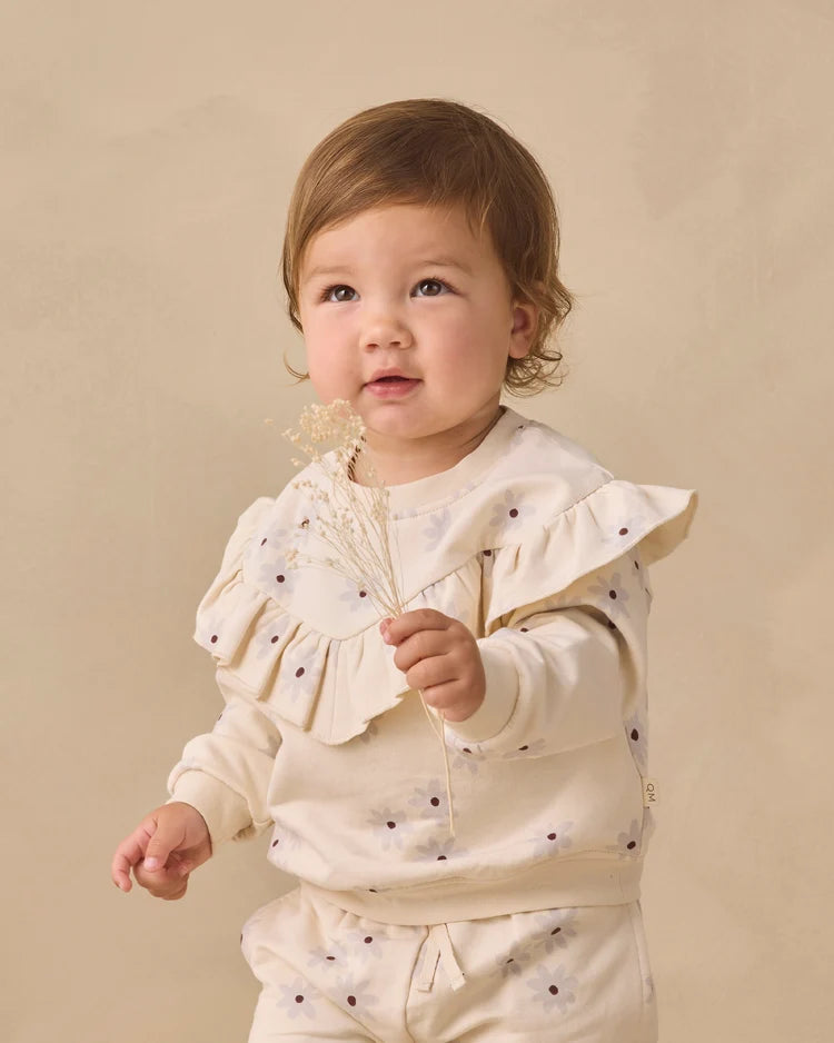 Ruffle Fleece Sweatsuit | Blue Daisy | Quincy Mae