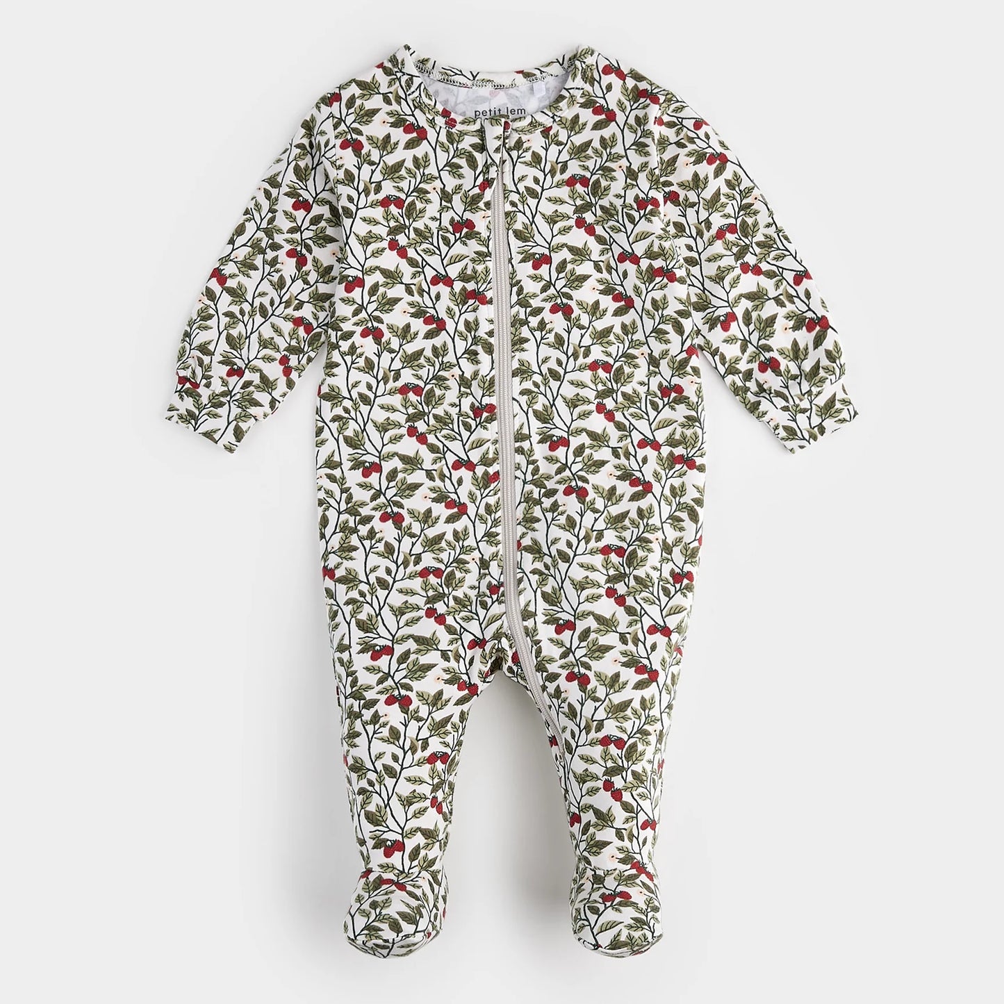 Raspberry Bush Print Jersey Sleeper | Petit Lem